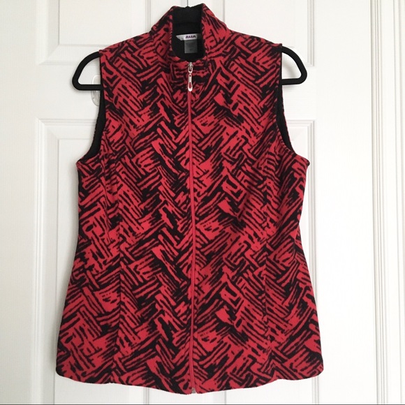 ALIA Women’s Zip Up Vest Red Black Size Small - Picture 1 of 6